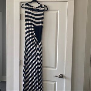 ECI Black and White Halter Sheath Maxi Dress